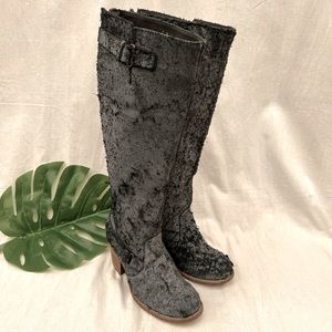 EUC Gabriella Rocha Unique! distressed leather stacked heel riding boot sz 6.5